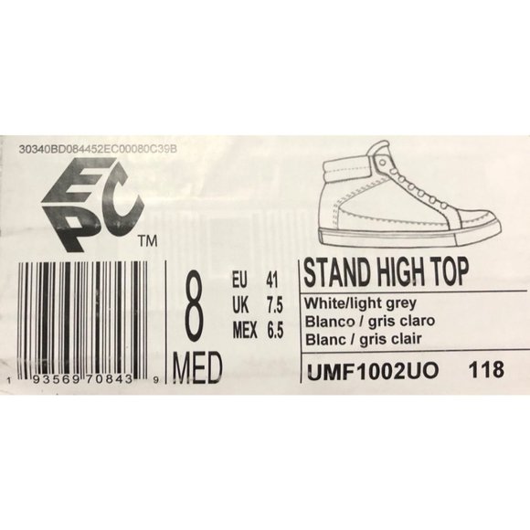 UNLISTED KENNETH COLE Men's Stand High Top Sneaker -White, Light Gray Size 8 NIB - Picture 2 of 2